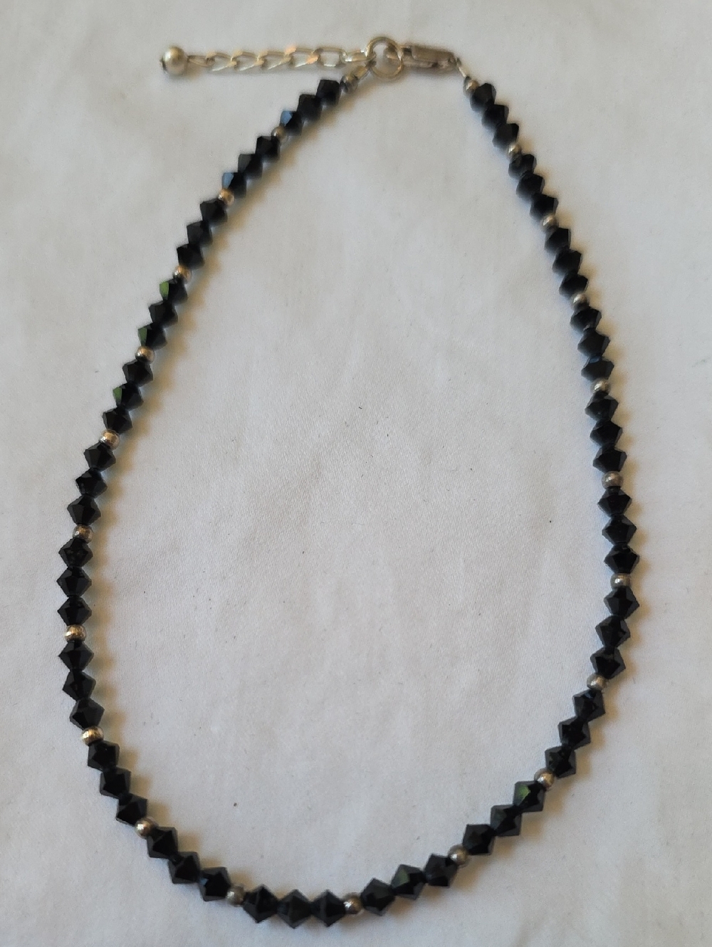 SALE Women's Anklet In Black Crystal Beads And Sterling